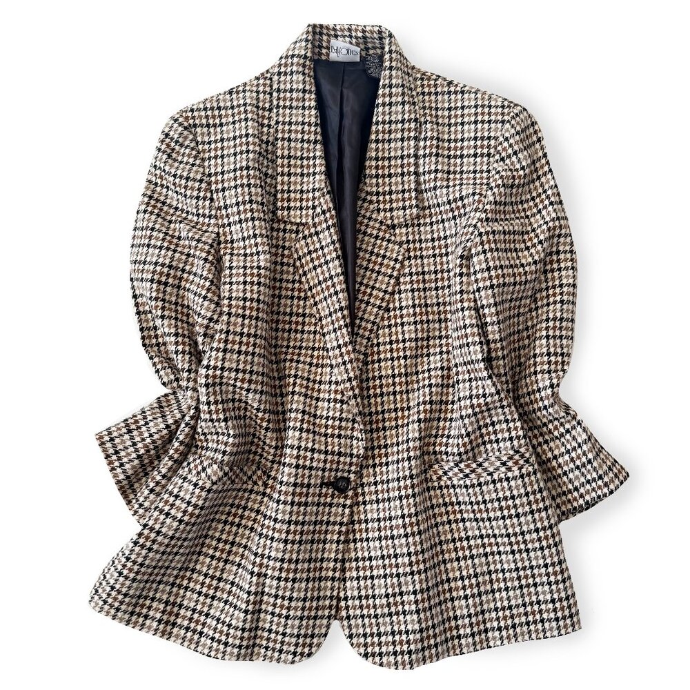 Vintage Rafique, Brown & Cream Houndstooth Blazer